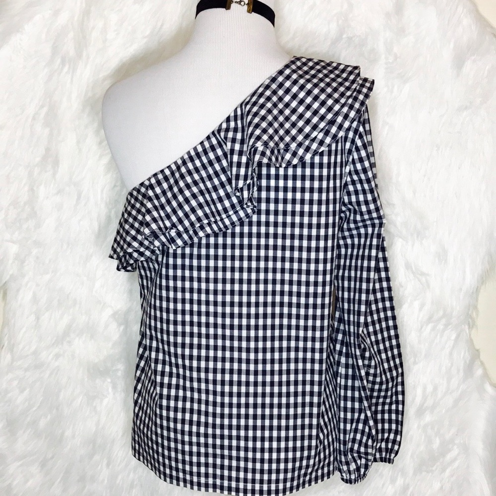 J.Crew One-shoulder Ruffle Top In Stripe - Picture 6 of 7